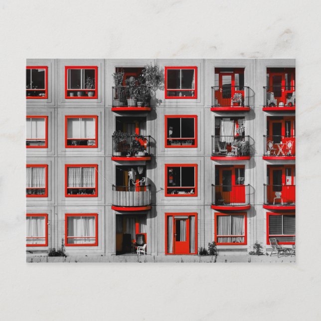 Postal Fachada Roja Zuidoost Fotografía de Edificio con B (Anverso)