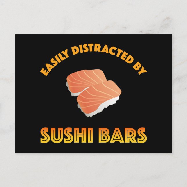 Postal Fácilmente Distraído Por Barras De Sushi (Anverso)