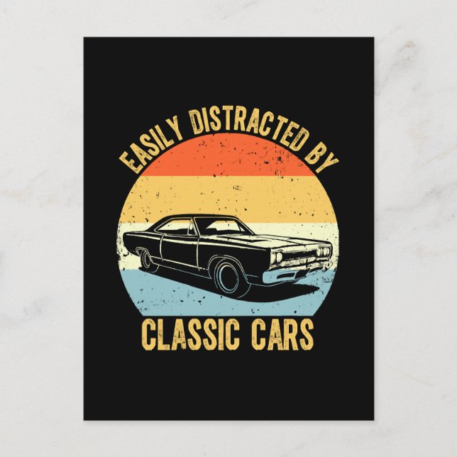Postal Fácilmente Distraído Por Coches Clásicos (Anverso)