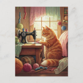 Postal Fácilmente Distraído Por Gatos Y Costura - Gato Co