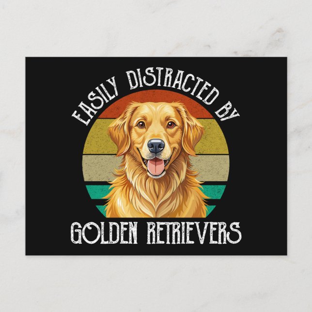 Postal Fácilmente Distraído Por Golden Retrievers (Anverso)