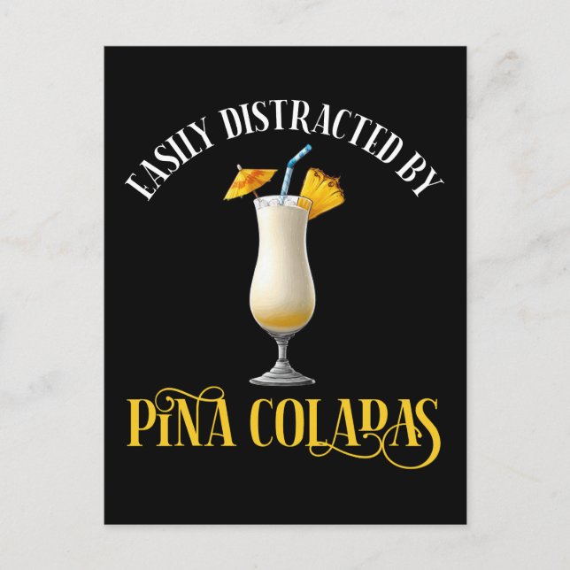 Postal Fácilmente Distraído Por Piña Coladas (Anverso)