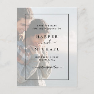Postal Faded Photo Elegant Wedding Save the Date