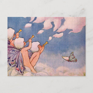 Postal Faerías en la nube que hacen nubes