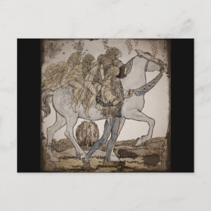 Postal Faeries sobre el caballo blanco