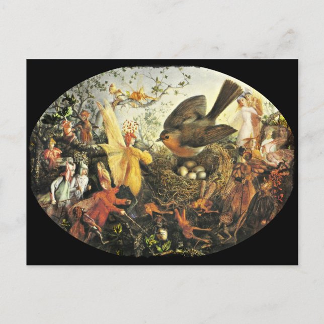 Postal Faeries y el nido de Robin (Anverso)