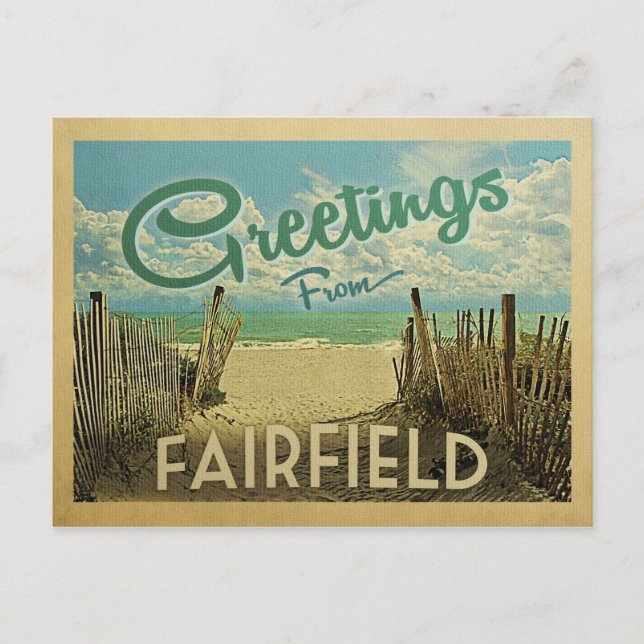 Postal Fairfield Beach Vintage Travel (Anverso)