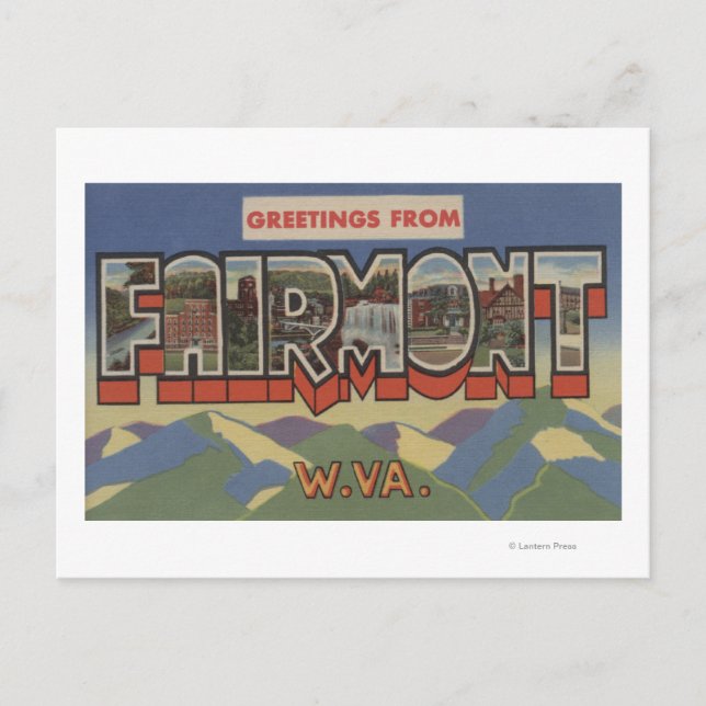 Postal Fairmont, Virginia Occidental - Escenas de letras  (Anverso)