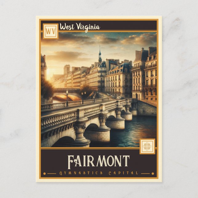 Postal Fairmont, Virginia Occidental | Vintage (Anverso)