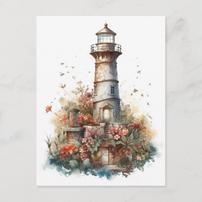 Postal Fairtale Watercolor Lighthouse (Anverso)