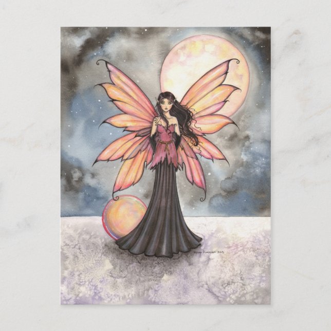 Postal Fairy and Full Moon Fantasy Art (Anverso)