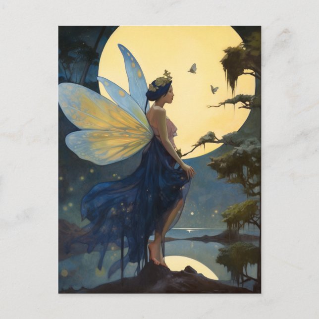 Postal Fairy Full Moon Fantasy Art (Anverso)