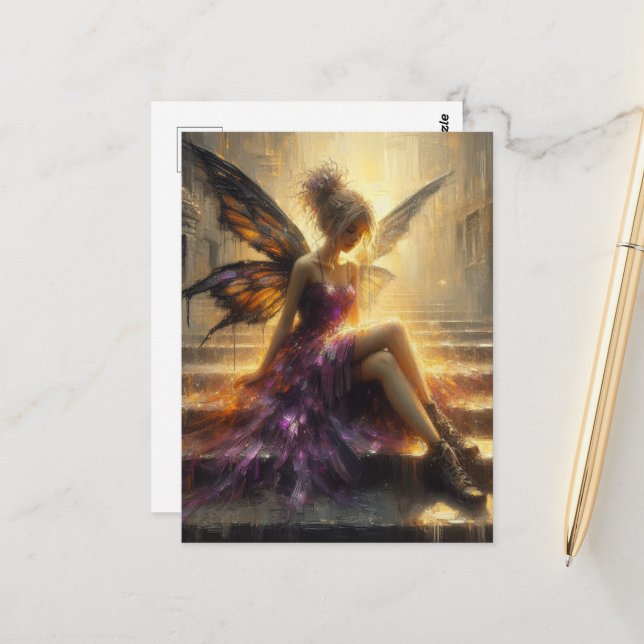 Postal Fairy Sitting on Steps (Anverso/Reverso In Situ)