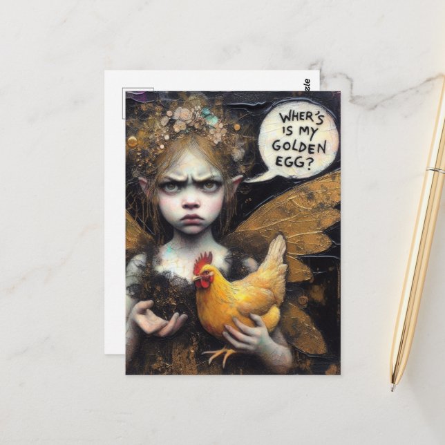 Postal Fairy Wheres My Golden Eges Annoyed with Hen (Anverso/Reverso In Situ)