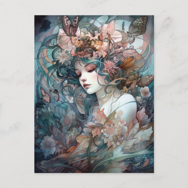 Postal Fairy Woman Surreal Fantasy Art (Anverso)