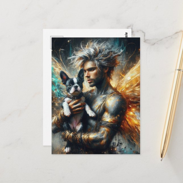 Postal Fairy y su Boston Terrier Puppy (Anverso/Reverso In Situ)