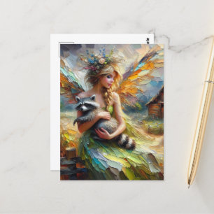 Postal Fairy y su Mascota Raccoon