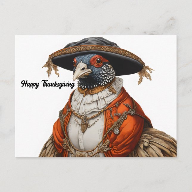 Postal faisán con ropa de peregrino (Anverso)