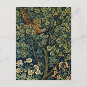 Postal Faisán pájaro árbol bosque William Morris