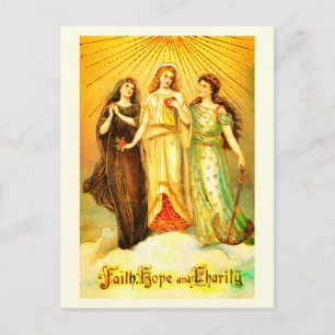 Postal Faith Hope Charity arte vintage