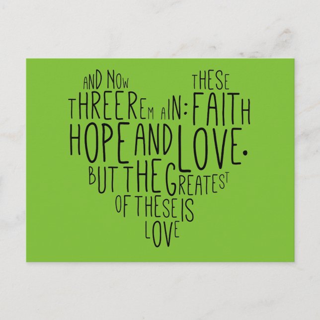 Postal Faith Hope Love 1 Corinthians 13:13 (Anverso)