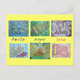 Postal Faith Hope Love Angel Word Collage Postcard