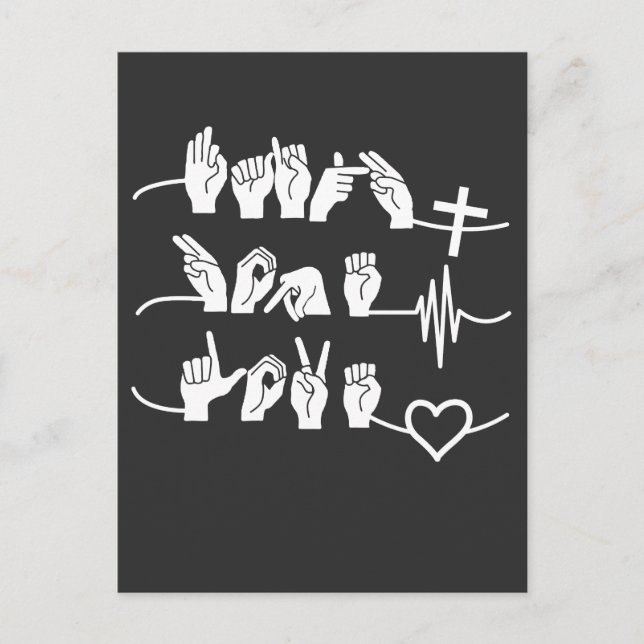 Postal Faith Hope Love ASL American Rótulo Language (Anverso)