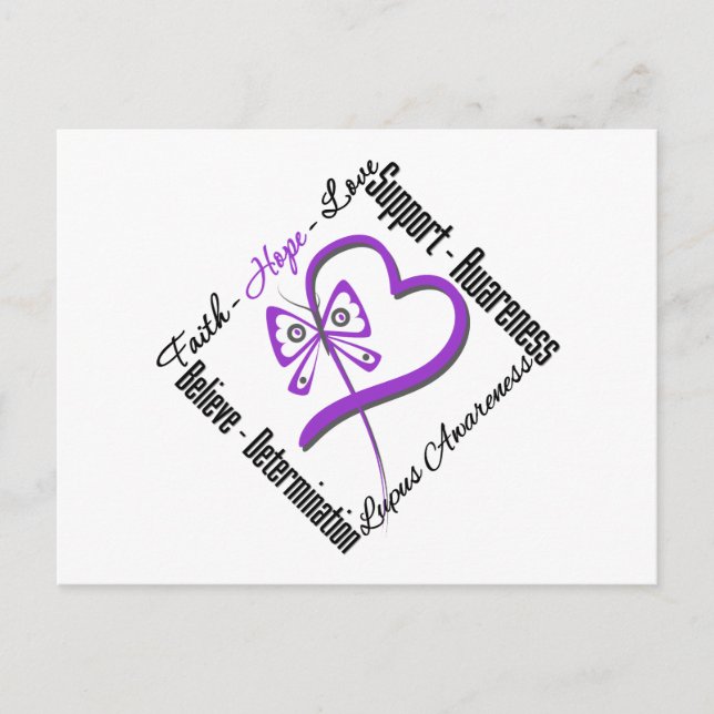 Postal Faith Hope Love Butterfly - Conciencia del Lupus (Anverso)
