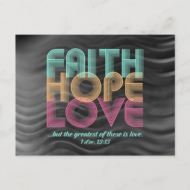 Postal Faith Hope Love Christian Bible Verse Retro (Anverso)
