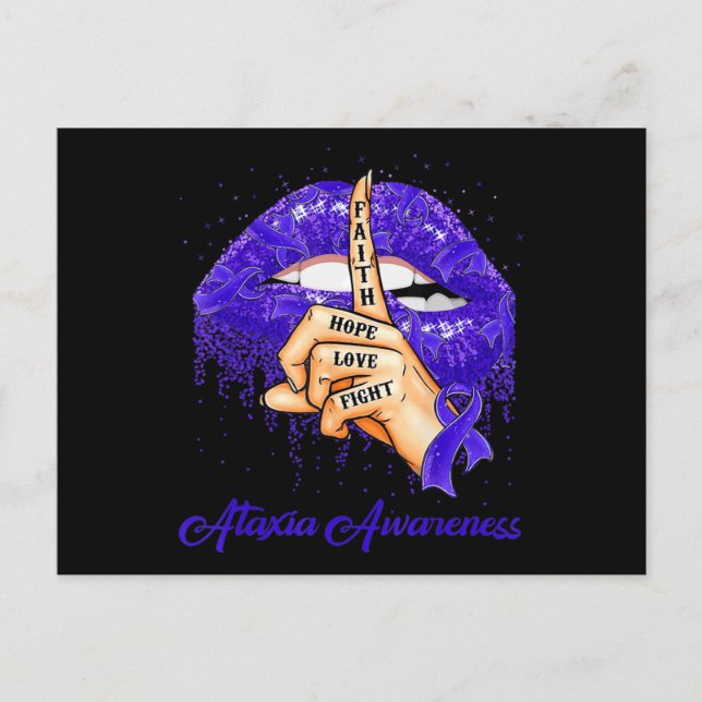 Postal Faith Hope Love Fight Blue Ribbon Ataxia Awareness (Anverso)