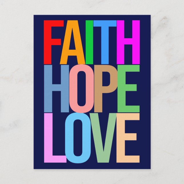 Postal Faith Hope Love Positive colorido (Anverso)