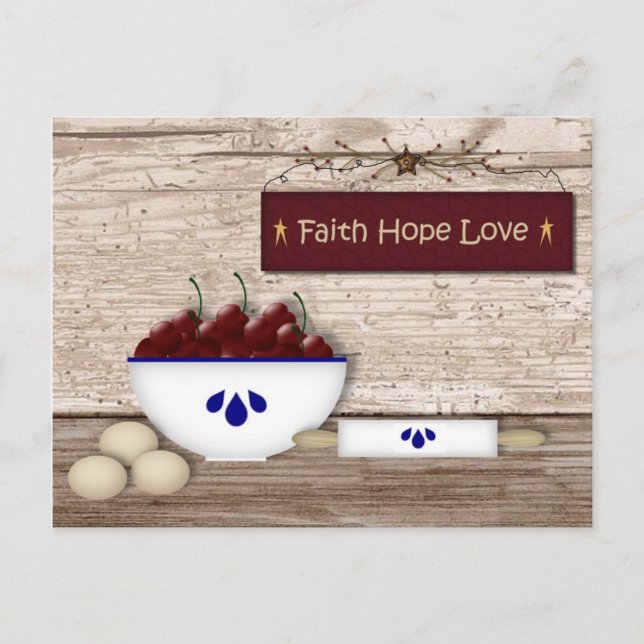Postal Faith Hope Love Recipe Cards (Anverso)