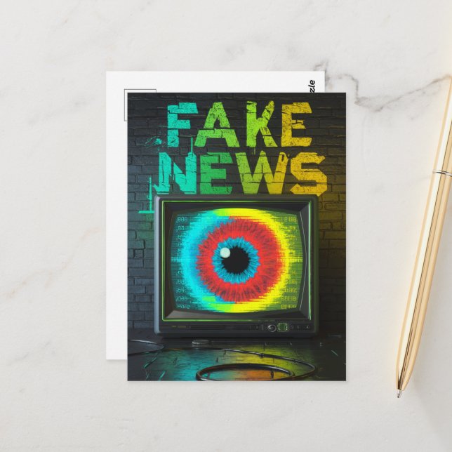 Postal Fake News Retro TV Eyeball Glitch (Anverso/Reverso In Situ)