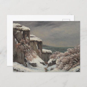Postal Falaises au Bord de la Mer sous la Neige - Courbet