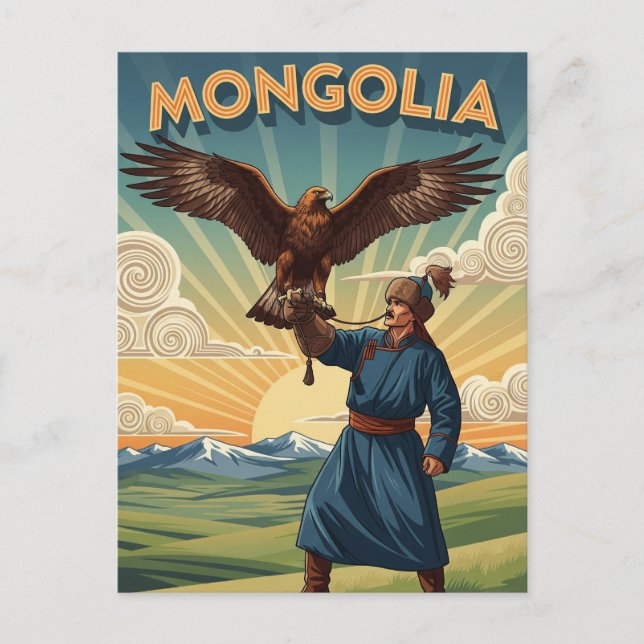 Postal Falconer en Mongolia Travel (Anverso)