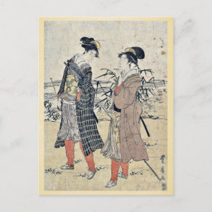 Postal Falconería transformada por Utagawa, Toyohiro Ukiy