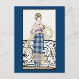 Postal Falda de Cuadro Azul