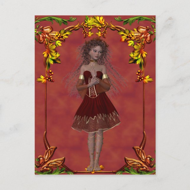 Postal Fall Fairy Design 2 - Fantasía Postcard (Anverso)