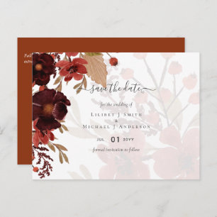 Postal Fall Floral Boda Suite Terracotta Borgoña Rojo