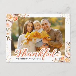 Postal Fall Floral de Acción de Gracias por guión de agra
