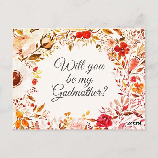 Postal Fall Floral Godwoman Propuesta Card (Reverso)