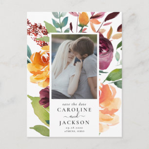 Postal Fall Floral Photo Save the Date