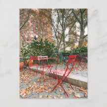 Fall Foliage New York City Cafe Park Postcard