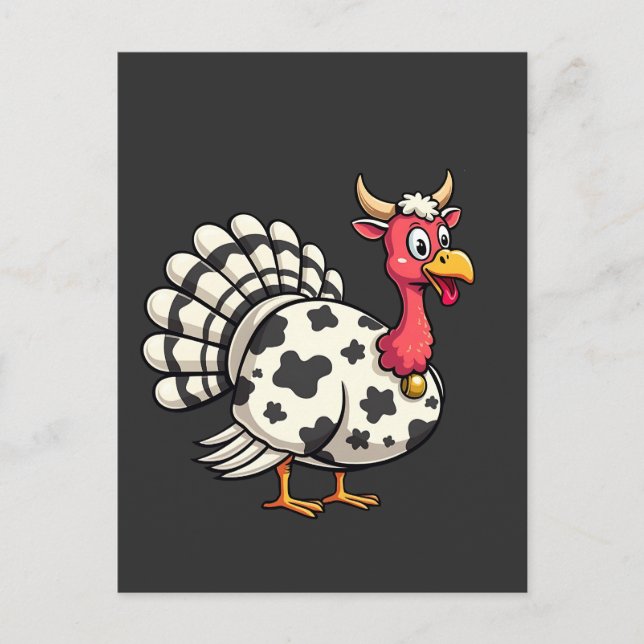 Postal Fall Funny Fall Head of Cow en Turquía, Día de Acc (Anverso)
