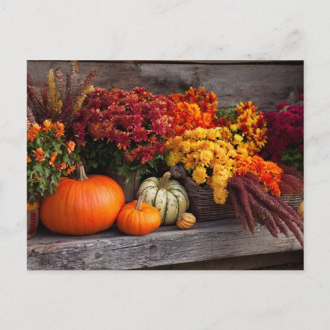 Postal Fall Harvest Tablescape - Autumn Pumpkins Flowers (Anverso)