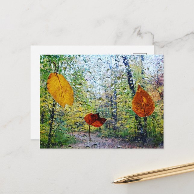 Postal Fall Leaves In The Rain Postcard (Anverso/Reverso In Situ)