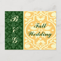 Fall Wedding Green Tan Monograma Personalizado pos