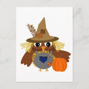 Postal Fally the Adorable Scarecrow Owl