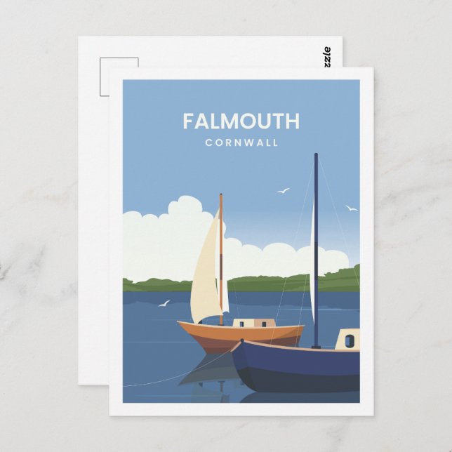 Postal Falmouth Cornwall England Ilustracion de Viajes (Anverso / Reverso)