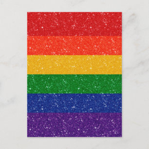 Postal Falsa Purpurina LGBTQ Orgullo Bandera Arcoiris